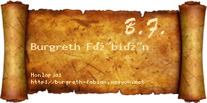 Burgreth Fábián névjegykártya